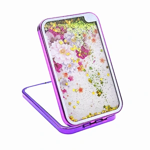 Square purple plastic custom wholesale cosmetic mirror