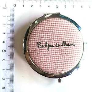 custom free artwork cotton fabric chrom plated double sided pocket mirror