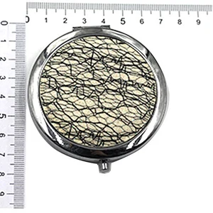 mother day souvenir custom lace fabric double sided pocket vanity mirror