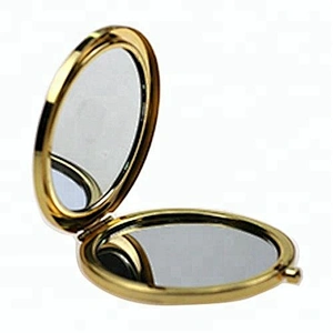 business gifts custom zinc alloy pattern gold plated vanity makeup mirror