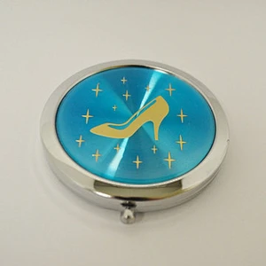 Makeup X2 magnification Blue Gold High Heel Shoe Cosmetic Mirror