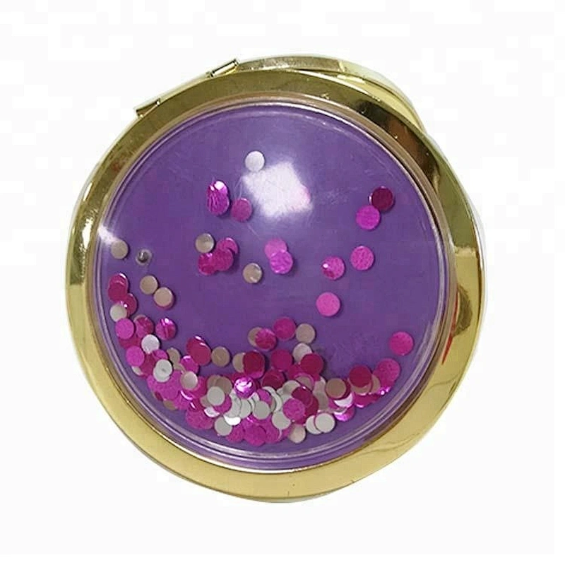 China supplier personalized round glitter acrylic sheet foldable makeup mirror