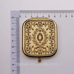 Compact mirror wholesale promotional folding round double sides foldable metal compact mirror
