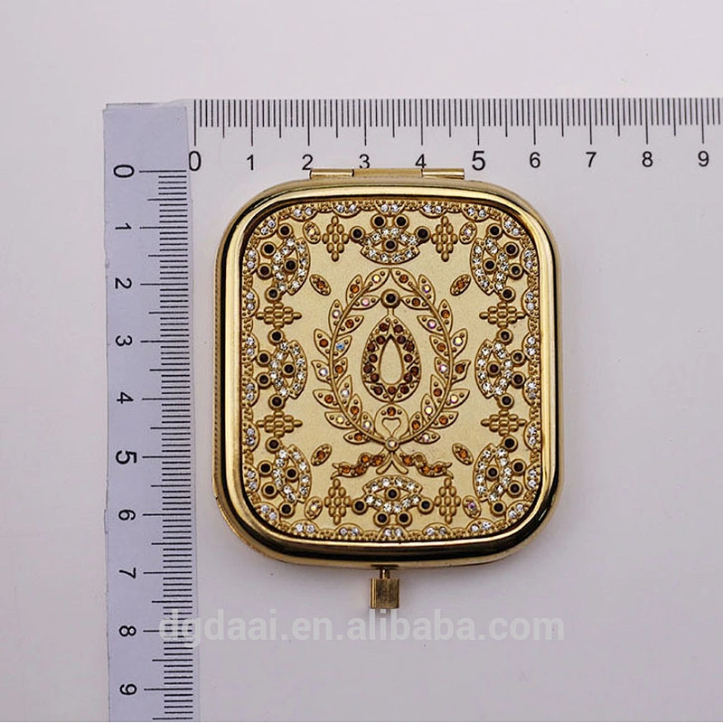 Compact mirror wholesale promotional folding round double sides foldable metal compact mirror