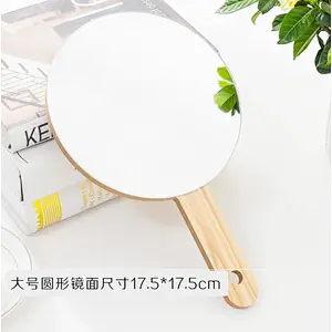 Handle mirror health Mini wooden make up mirror