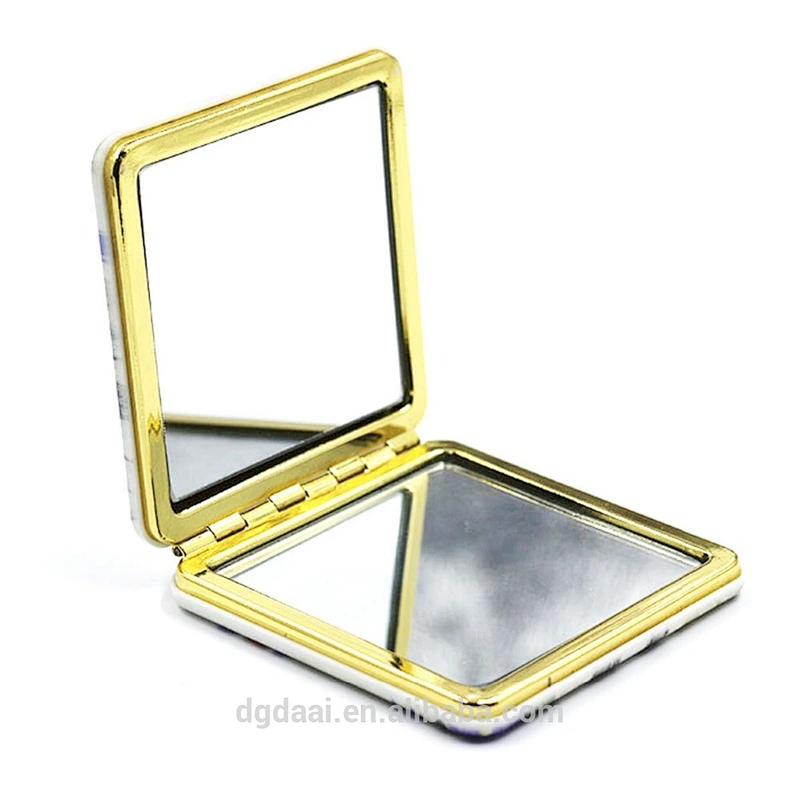 Portable travel mirror compact Christmas gift two side square plastic cosmetic mirror portable folding cheap custom makeup mirror