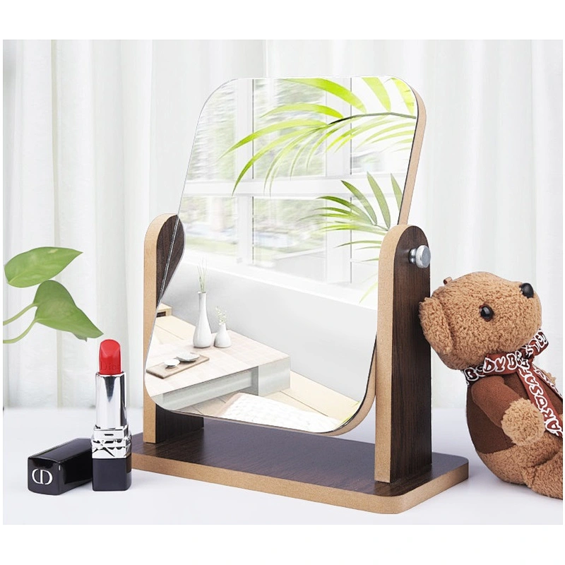 Modern Style Desktop Red wood Mdf Cheap Makeup Cosmetic Mirrors