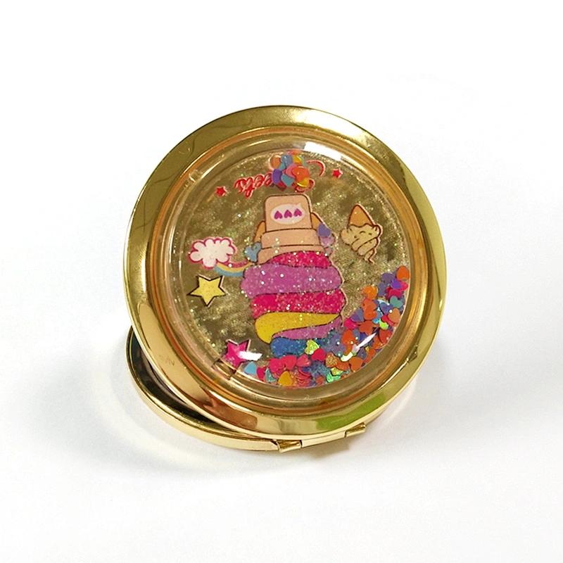 TUV factory audit custom glitter makeup mirror with silicone sheet