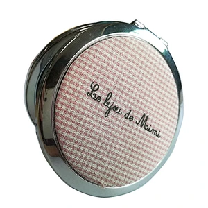 custom free artwork cotton fabric chrom plated double sided pocket mirror
