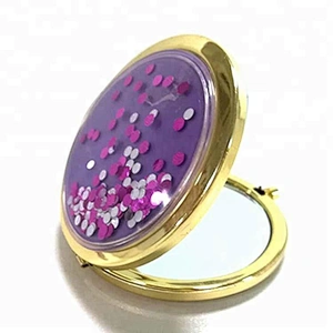 China supplier personalized round glitter acrylic sheet foldable makeup mirror