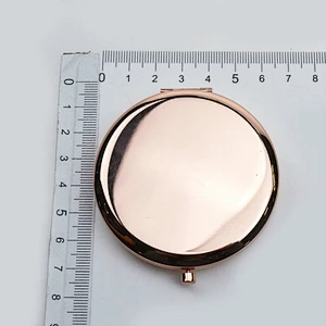 70 mm customized logo double side pocket cosmetic compact gold round plain mirror