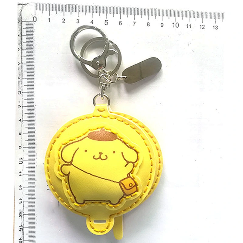custom animal shape leather foldable pocket makeup mirror with keyring for Christmas and New Year's holiday gift