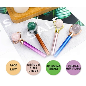 Wholesale  Custom logo Mini Eye Care Rose Quartz Nephrite Anti Aging Facial Natural Roll Ball Jade Roller