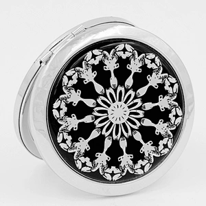 hot sale Metal small double side hand bag custom compact mirror with logo