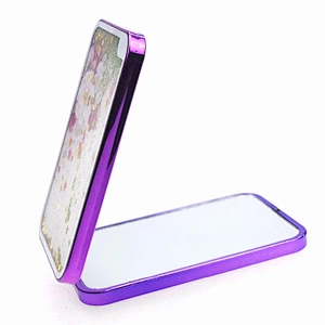 Square purple plastic custom wholesale cosmetic mirror