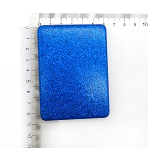 Dongguan factory personalized logo square double sided leather plastic frame  travel pocket mirror with chrome finishing