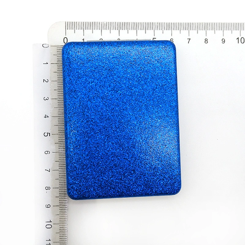 Dongguan factory personalized logo square double sided leather plastic frame  travel pocket mirror with chrome finishing
