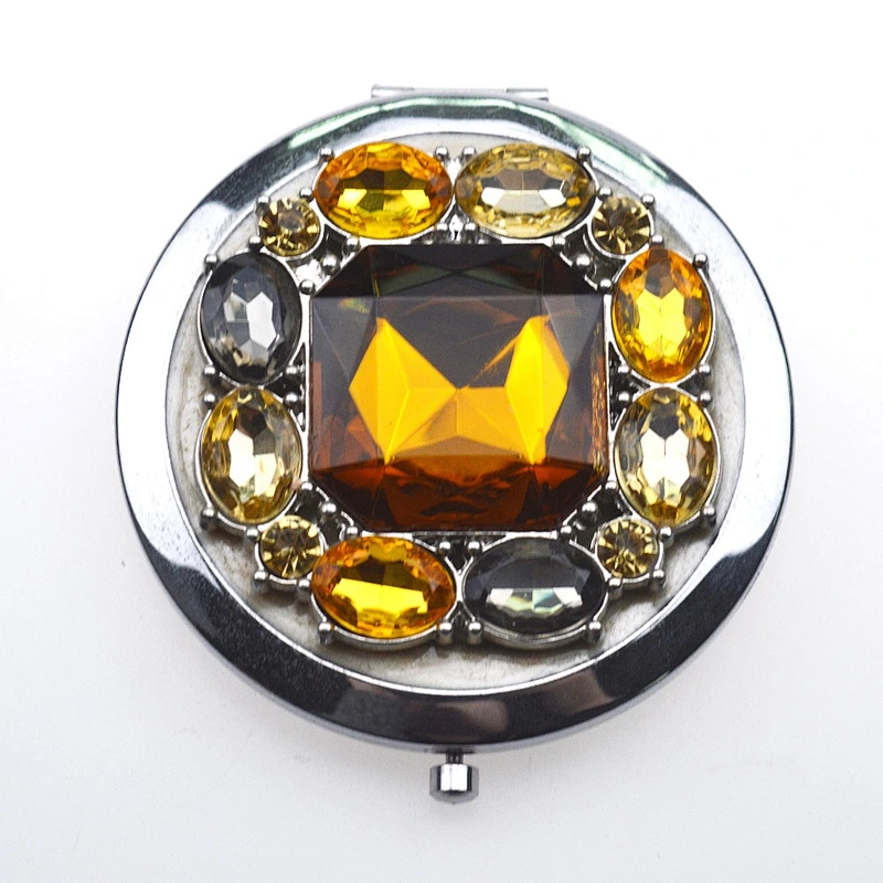 Custom promotional made rhinestone bling compact mirror