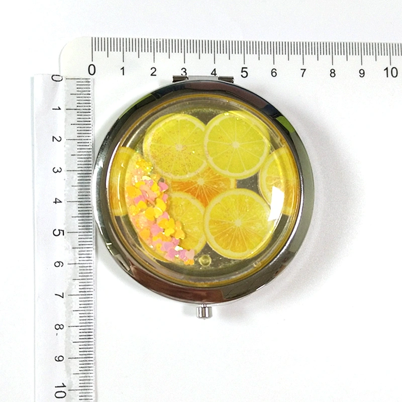 Wholesales round glitter chrome cosmetic mirror with TUV factory audit