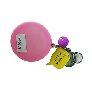 Top seller 2018 custom rose shape rotating plastic travel makeup mirror with keyring for Christmas gift