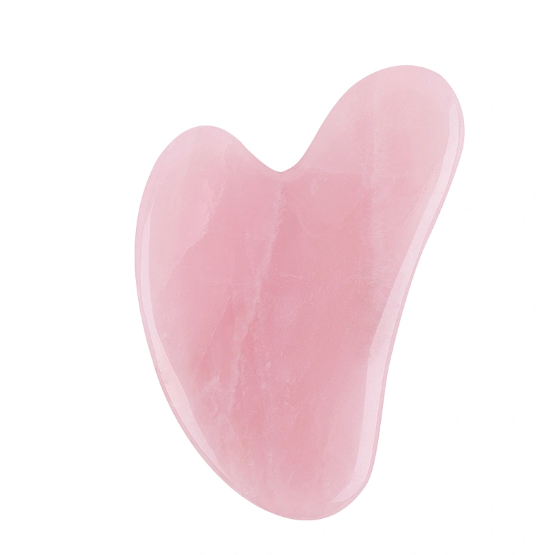 Custom Logo Heart Shaped Gua Sha Guasha Board Pink Rose Quartz Jade Stone Scraping Massage Tool