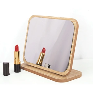 Glass desktop mirror square table Wooden folding mirror