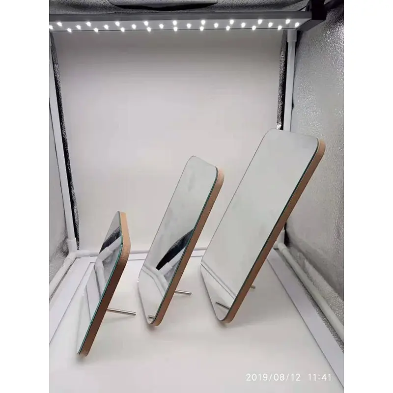 Double-side table desk makeup wooden frame mirror