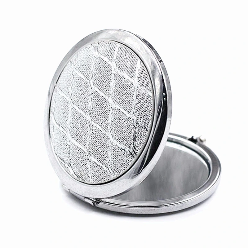 Round silver cloth business gifts wholesale custom cosmetic mirror