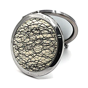 mother day souvenir custom lace fabric double sided pocket vanity mirror