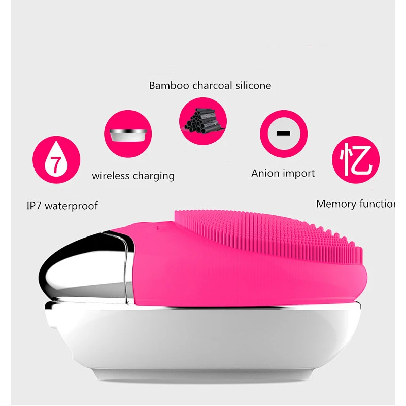 Facial Cleansing Brush Electric Silicone Face Cleansing Brush Sonic Vibration Face Massage Deep Cleansing Beauty Tool