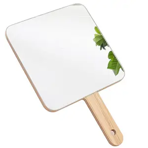 Handle mirror health Mini wooden make up mirror
