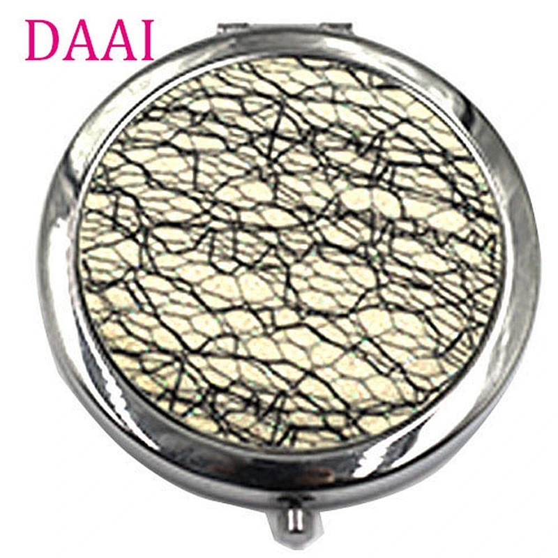 mother day souvenir custom lace fabric double sided pocket vanity mirror