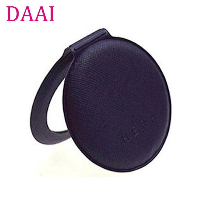 Wholesales advertising double sides leather purple handheld compact mirror