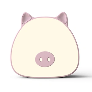 mobile hand travel cartoon pig USB rechargeable mini air cooling fan LED make up mirror