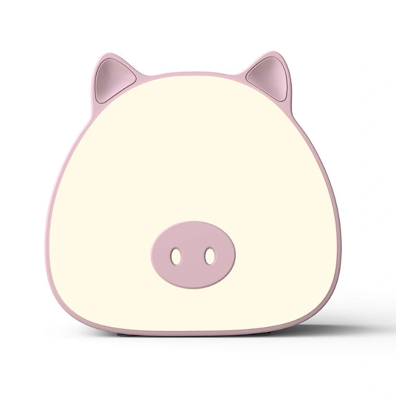 mobile hand travel cartoon pig USB rechargeable mini air cooling fan LED make up mirror