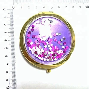 China supplier personalized round glitter acrylic sheet foldable makeup mirror