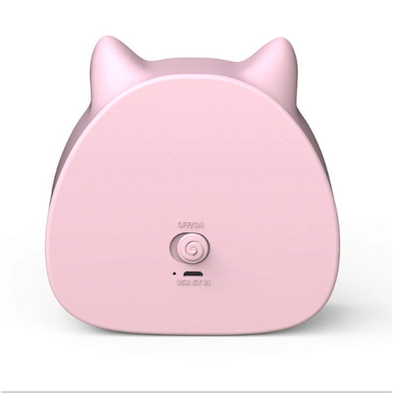 mobile hand travel cartoon pig USB rechargeable mini air cooling fan LED make up mirror