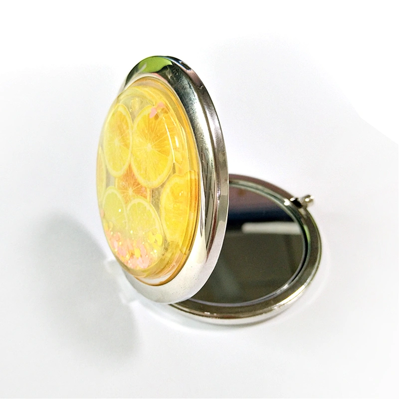Wholesales round glitter chrome cosmetic mirror with TUV factory audit