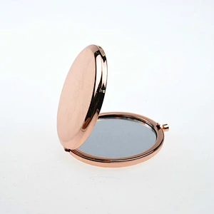 70 mm customized logo double side pocket cosmetic compact gold round plain mirror