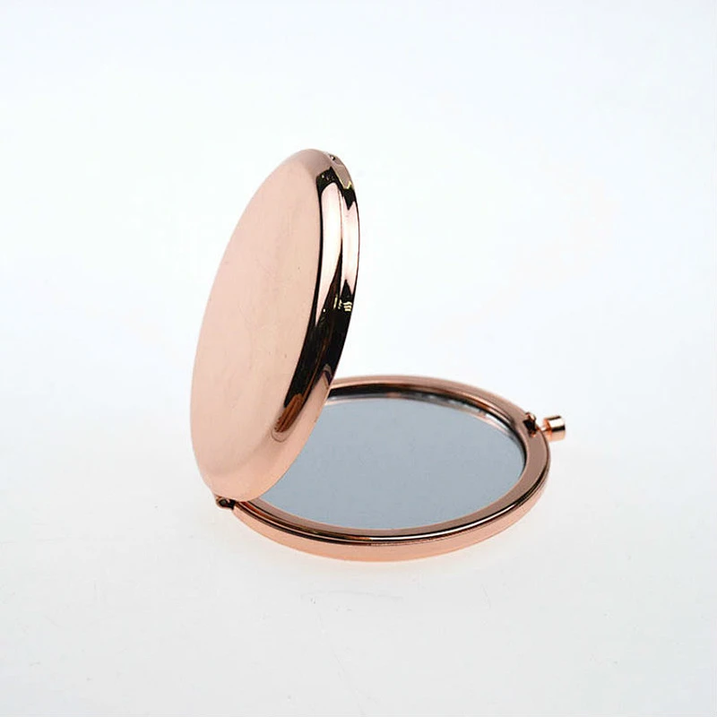 70 mm customized logo double side pocket cosmetic compact gold round plain mirror