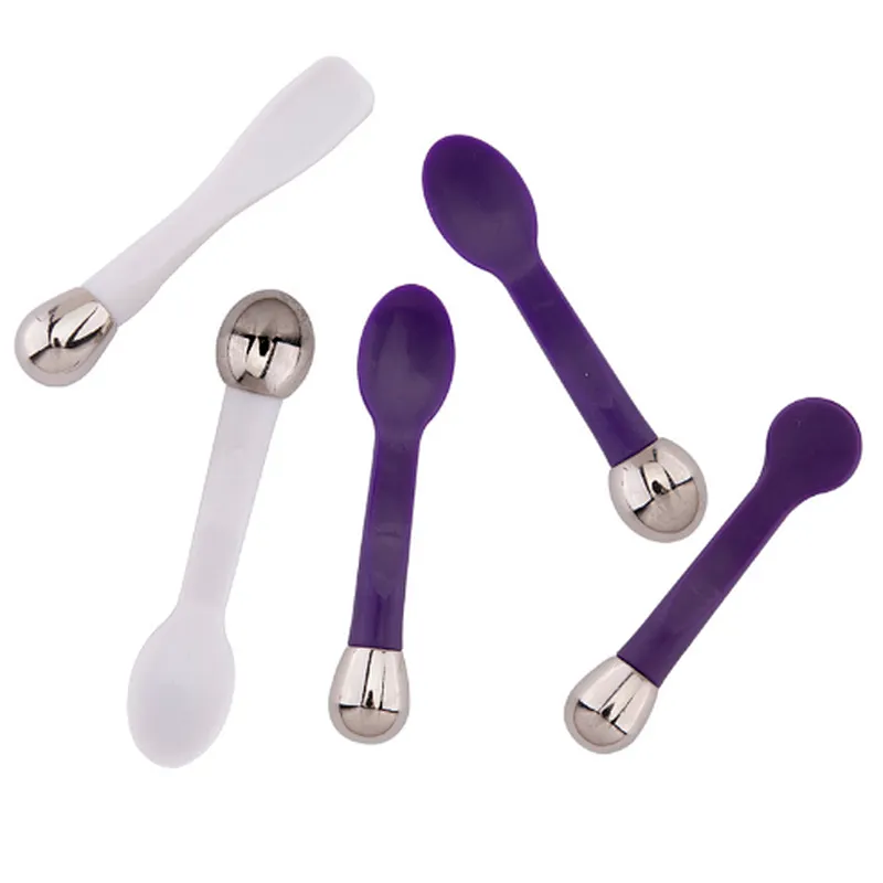 New Mini Metal Eye Cream Stick Plastic ABS Handle with Metal Ball Spatula Facial Massage Spoon