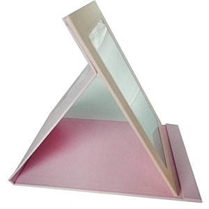 china factory custom pink paper frame square 3 folding mirror