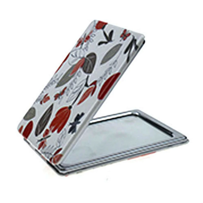 wholesales pu leather double-sided square folding cosmetic cmpact mirror