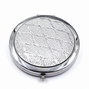 Round silver cloth business gifts wholesale custom cosmetic mirror
