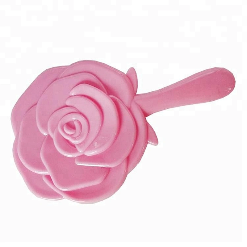 wholesale custom beauty product single rose shape makeup hand held mirror