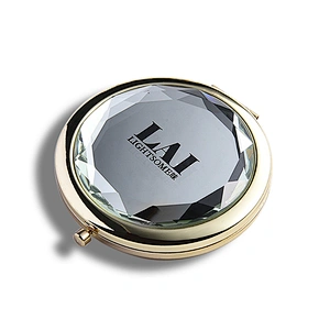 Private Label Glass Diamond Cute Unique Crystal Gold Golden Cosmetic Pocket  Mirrors