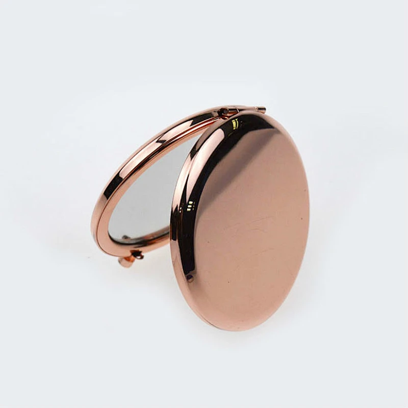 70 mm customized logo double side pocket cosmetic compact gold round plain mirror