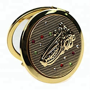 business gifts custom zinc alloy pattern gold plated vanity makeup mirror