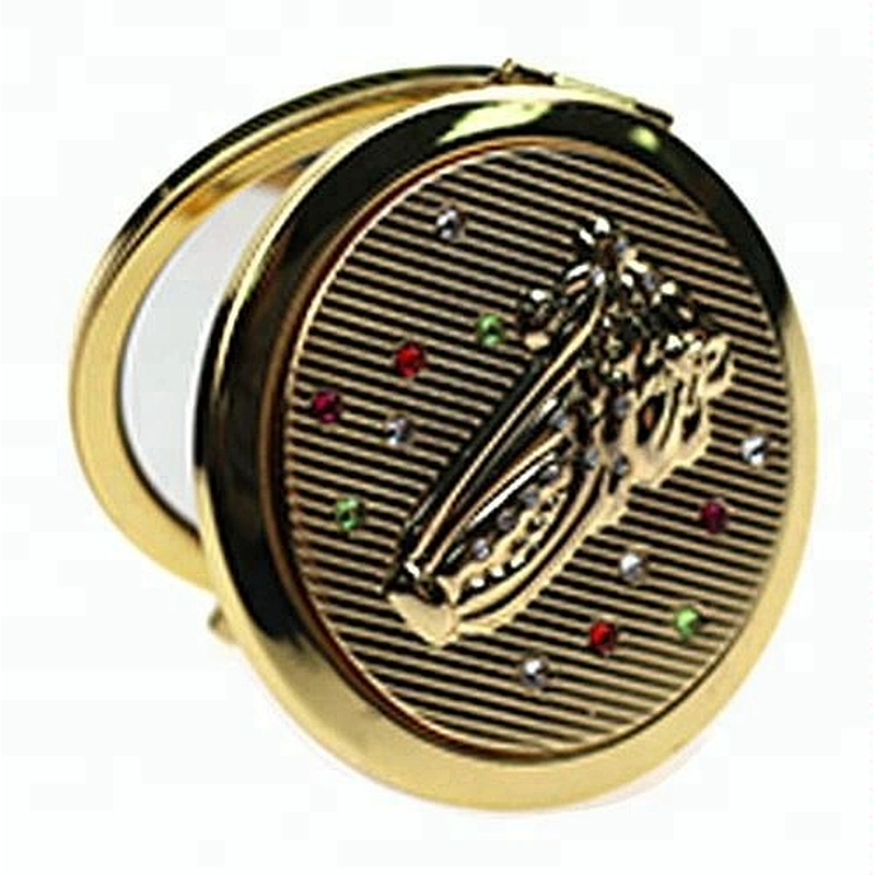 business gifts custom zinc alloy pattern gold plated vanity makeup mirror