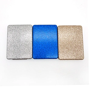 Dongguan factory personalized logo square double sided leather plastic frame  travel pocket mirror with chrome finishing